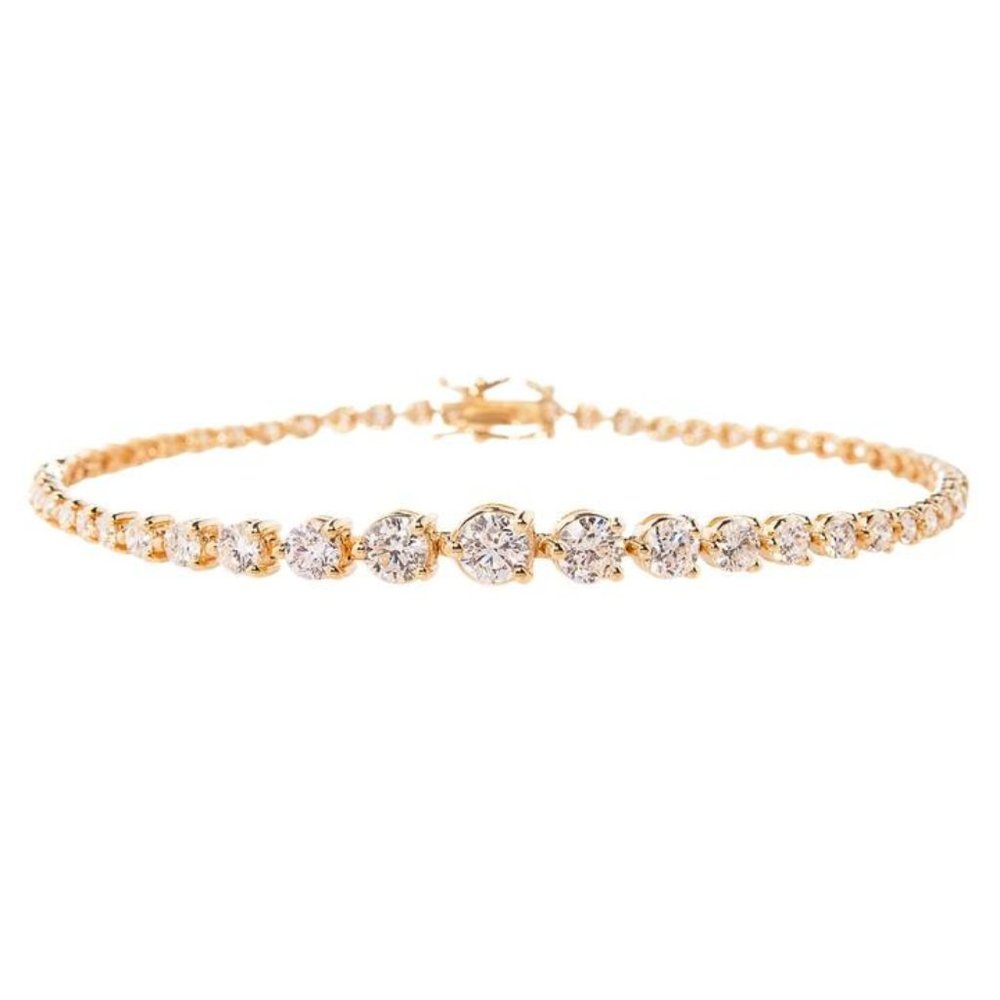 14K Gold  3.10 ct Round Genuine Diamond Graduated